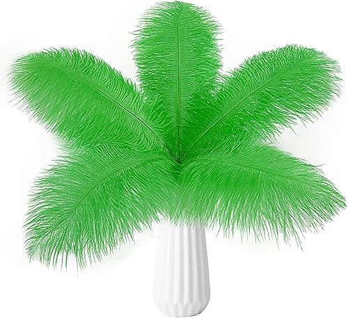 THARAHT Plumas de avestruz verde, 24 piezas naturales a granel de 8-10 pulgadas de 20 a 9.8 in, para manualidades, bodas, fiestas, centros de mesa,