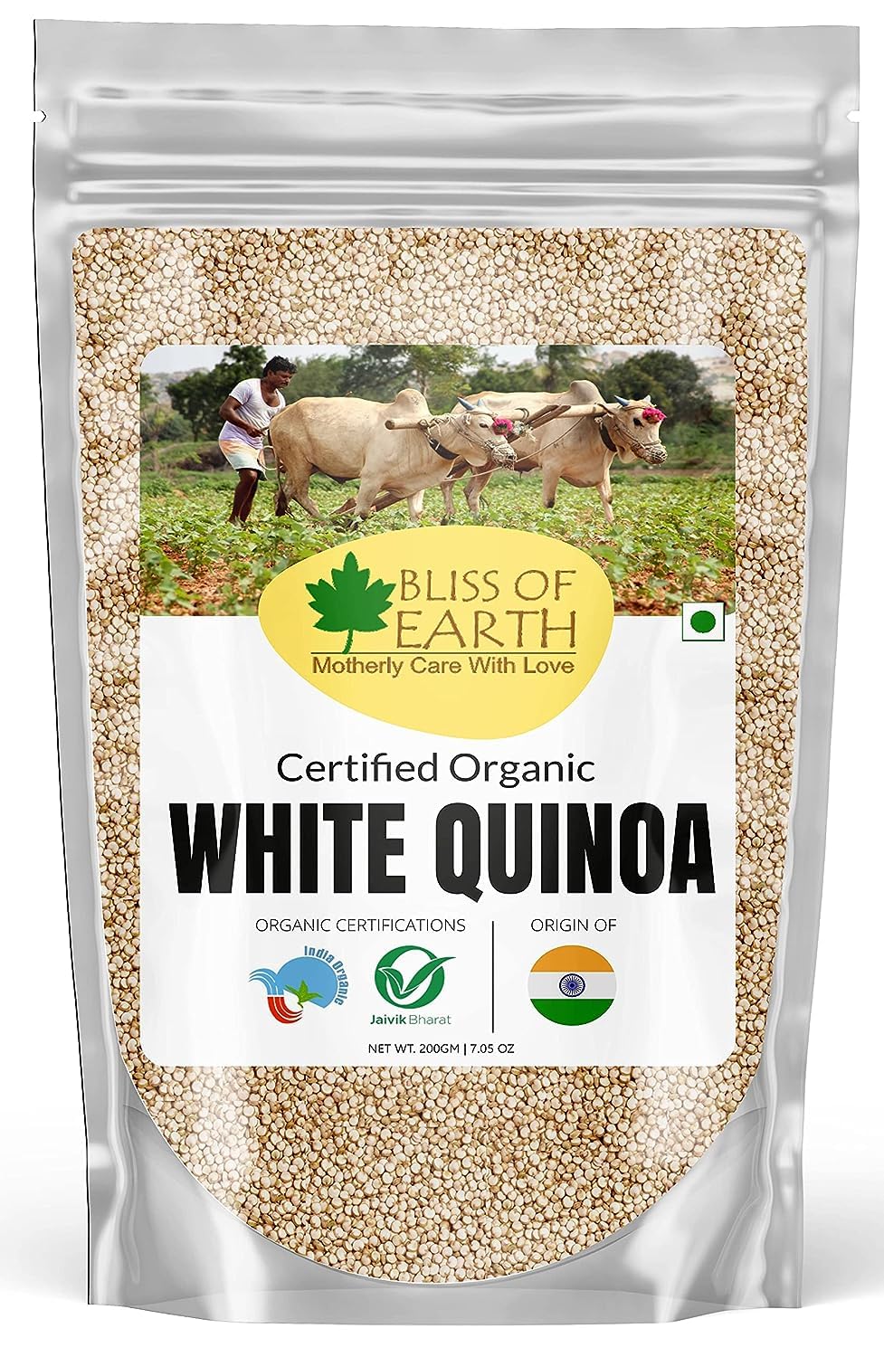 Bliss of Earth Organic White Quinoa 200gm Organic for Weight Loss, Raw Super Food