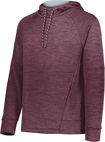 Holloway All-Pro Performance Fleece Hoodie Maroon Heather/Silver L