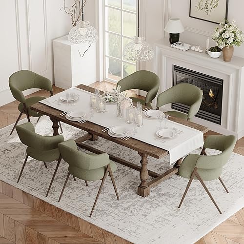 Miniatura 13 de COLAMY Juego de 6 sillas de comedor, sillas modernas tapizadas de tela para comedor, cocina, sillas laterales con respaldo abierto y asiento