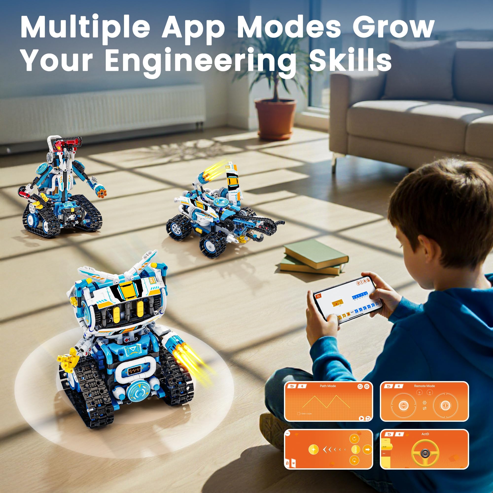 Kit de robótica STEM 5 en 1 para niños de 8 a 12, aplicación y kit de construcción de robot de control remoto, kit de proyecto científico y juguetes STEM para edades de 8 a 13, regalos para