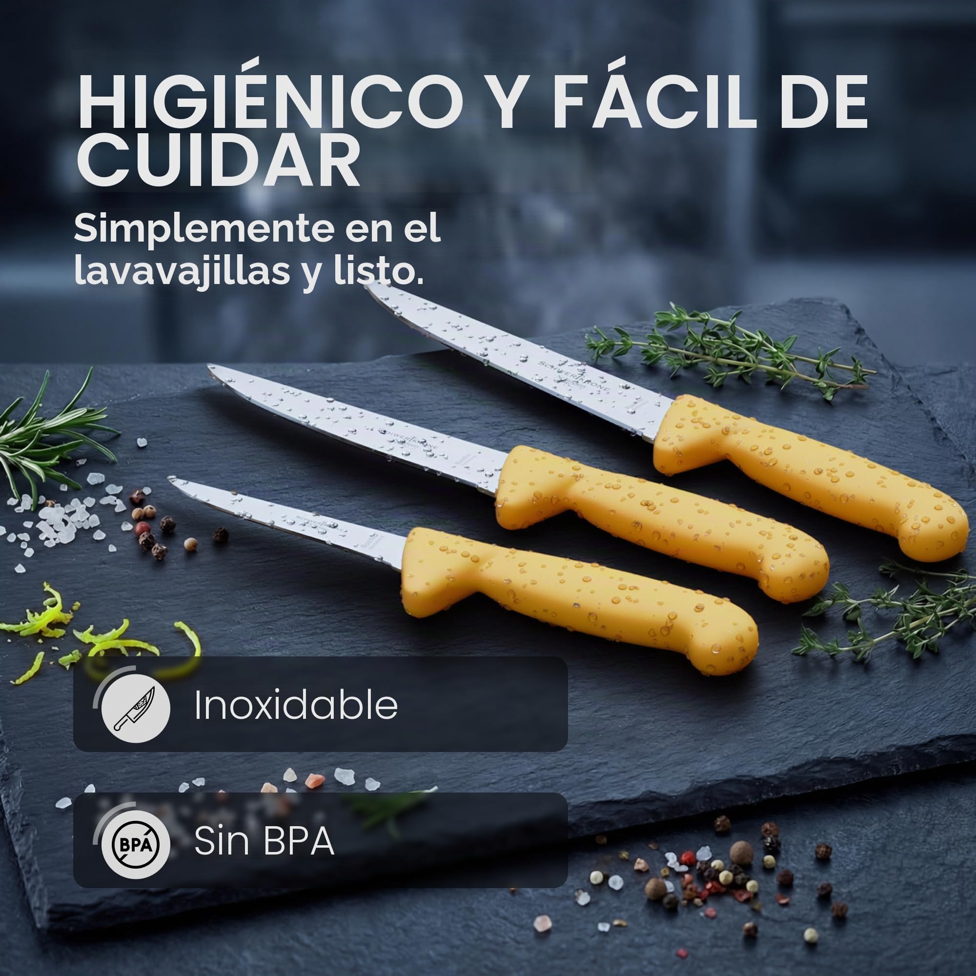 Juego de cuchillos de carnicero Schwertkrone® 3 piezas [HECHO EN SOLINGEN - DE] - Cuchillo de corte - Juego de cuchillos de cocina Solinger - Juego de cuchillos de cocina - Cuchillo de carnicero