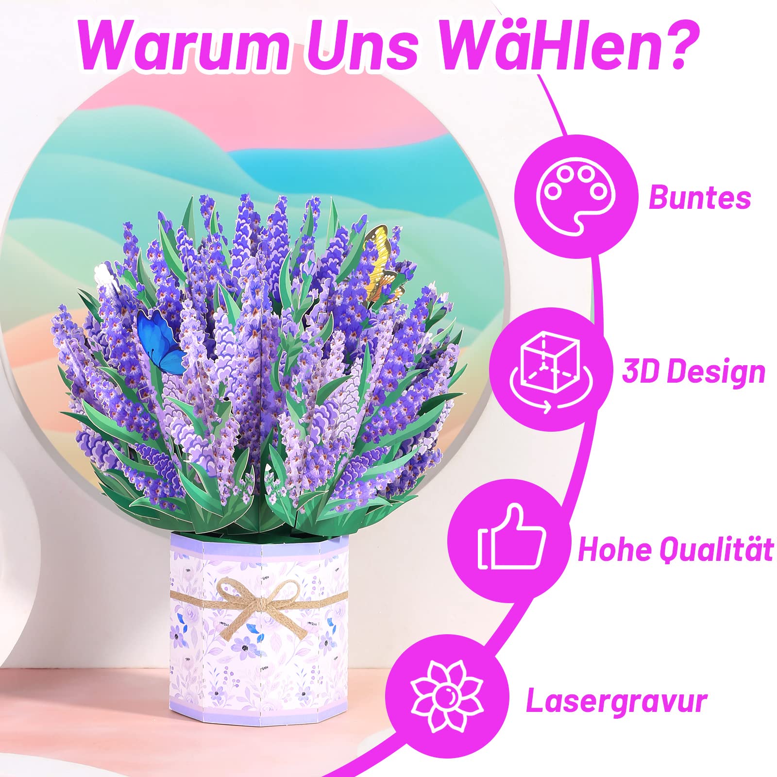 Pop-Up 3D Card Lavender - Image 4
