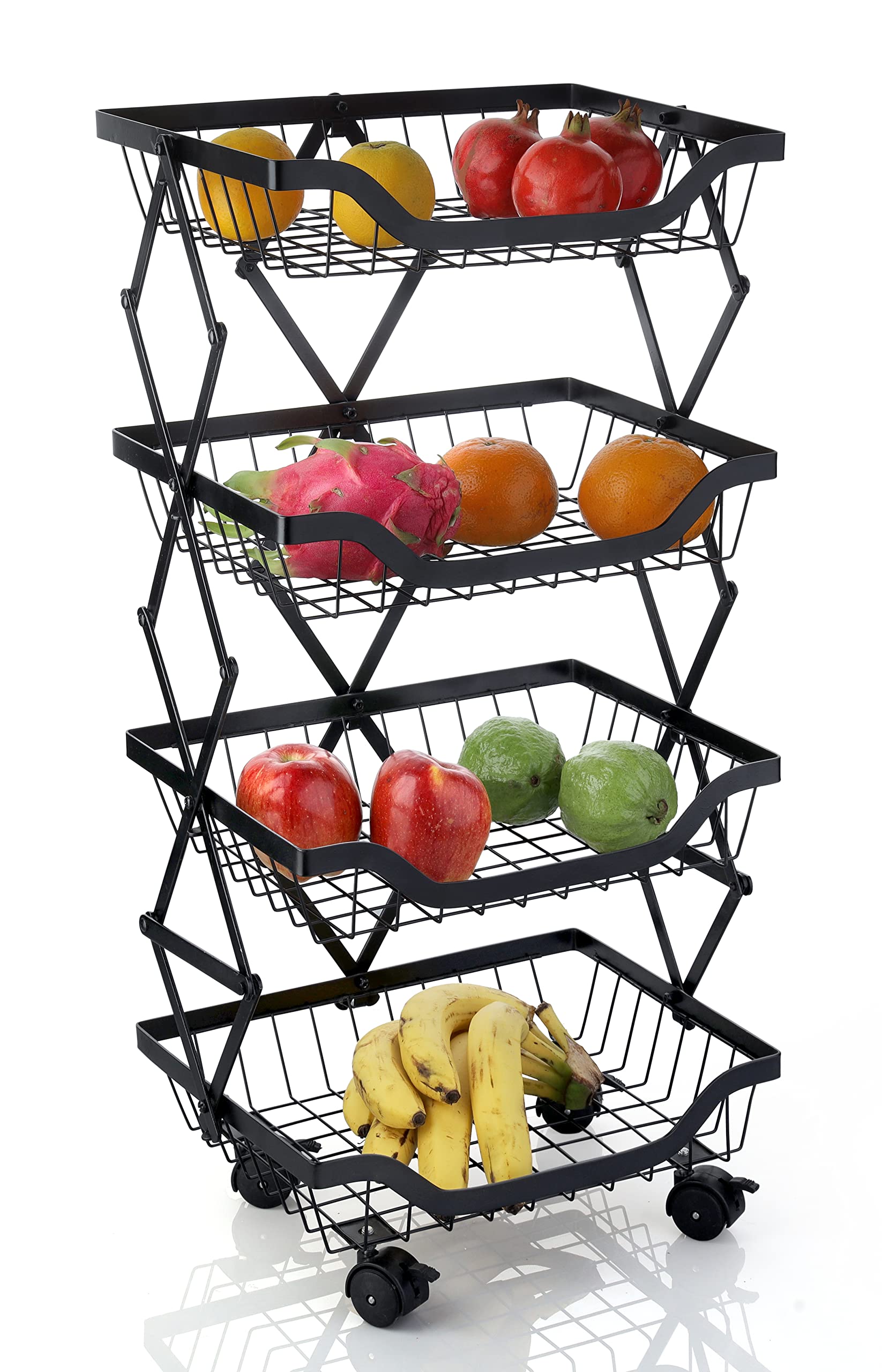 XL Kitchen 4 Layer Foldable Storage Basket, Kitchen Storage Basket