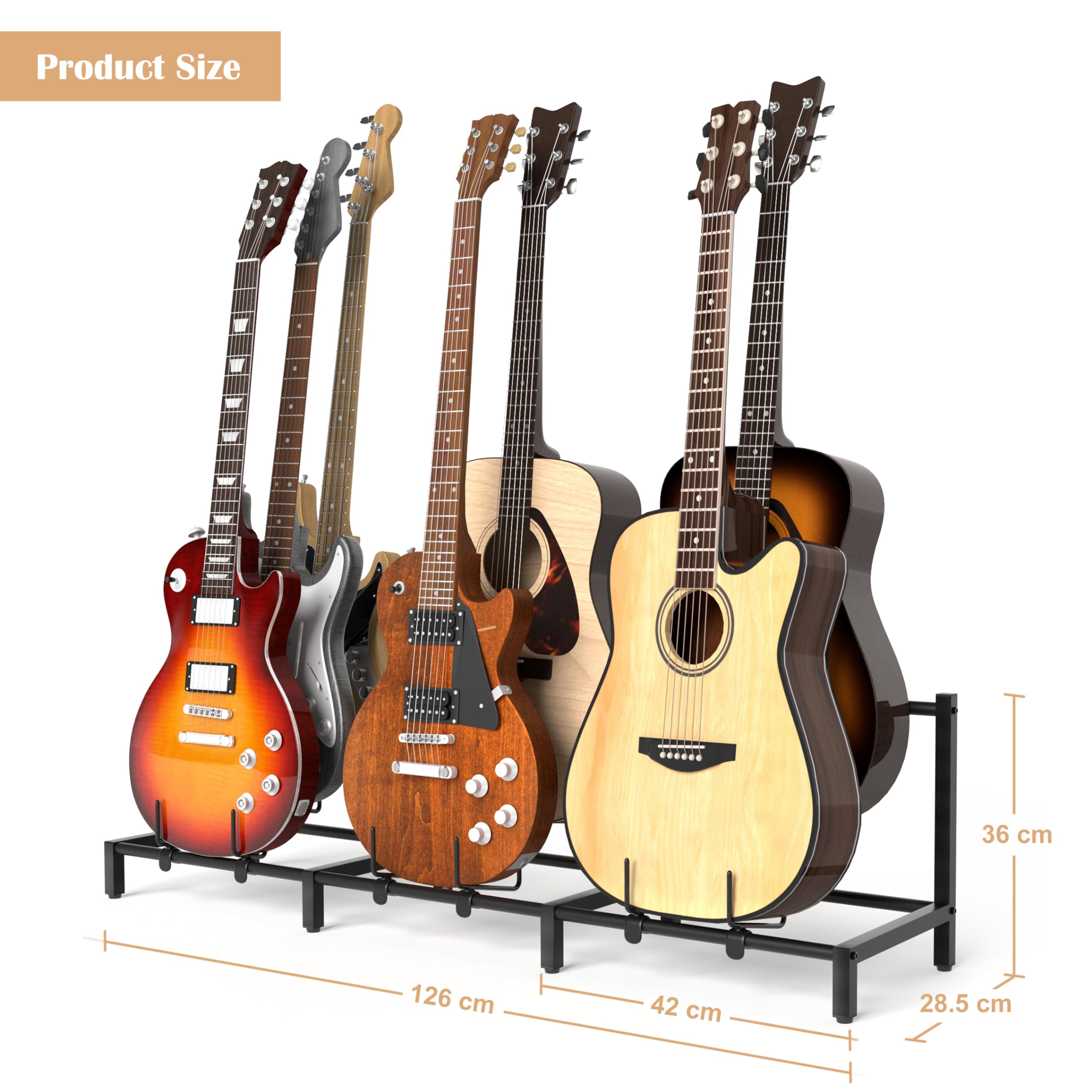 Bikoney Chitarra Acustica Supporto per Chitarra 7 Supporti Elettrica, Basso,Supporto Regolabile per Più Chitarre, Accessori per Chitarra, Regali per Uomini, Supporto per Chitarra, Espositore