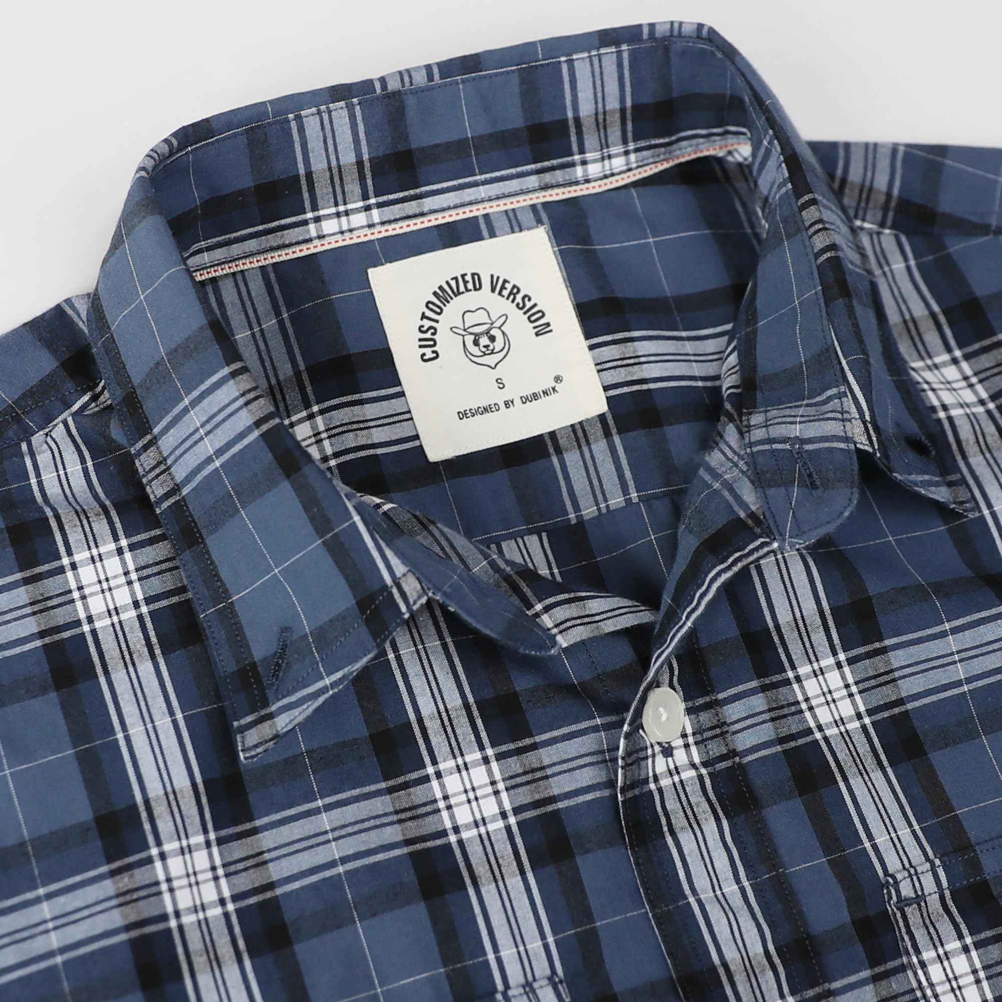 Dubinik® Camicia Uomo Maniche Corte Casual Bottone Quadri Cotone con Tasche Regular Fit