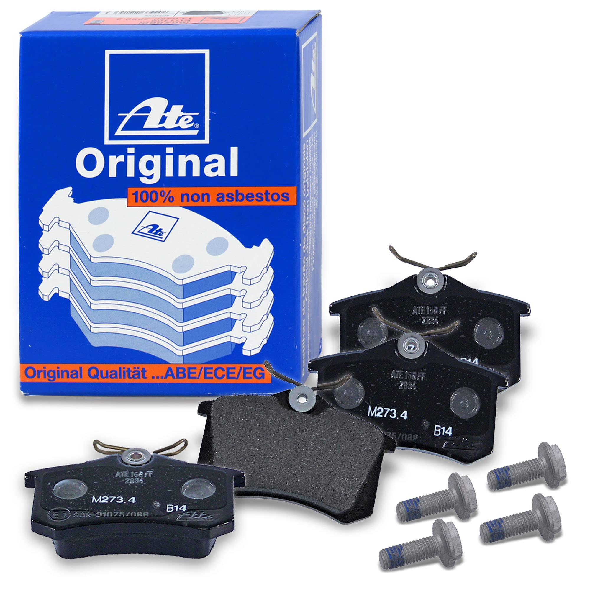 ATE Bremsenset Hinterachse inkl. Bremsscheiben hinten Ø 253 mm voll Hinterachse und Bremsbeläge hinten Kompatibel mit AUDI A3, SEAT LEON, TOLEDO, SKODA OCTAVIA, VW BEETLE, CADDY, GOLF, JETTA, SCIROCCO