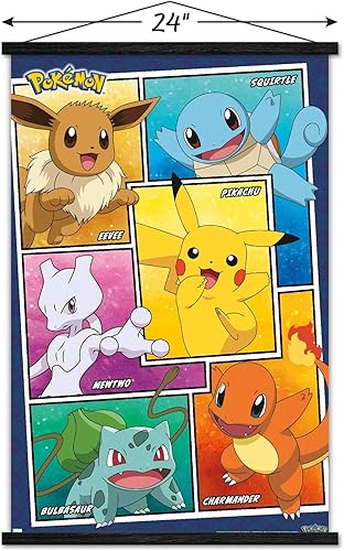 Miniatura 3 de Trends International Pokémon - Póster de pared de collage grupal, 22.375 x 34 pulgadas, paquete de impresión y colgador negro