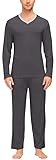 Men&apos;s Pajama Sets Sleepwear Nightwear Lightweight Quick Dry Soft 2 Piece Long Sleeve Mens Loungewear Sets with Pocket