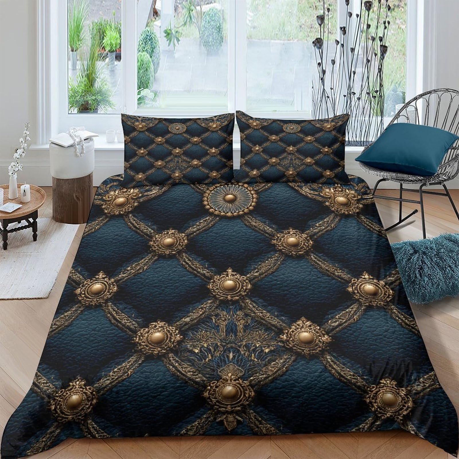 Ctjqhvkz Style-4 3D Printed Baroque Pattern Fitted Sheet Microfiber Gold Black Mattress Cover For Bedroom Decor Dorm Bed Protection Single（135X200cm）