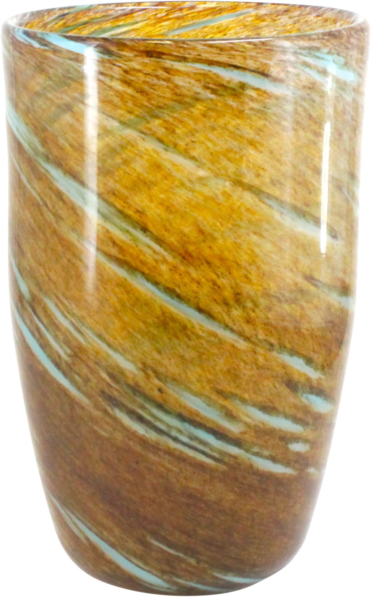 PA GLASS CO 9-Inch Hand-Blown Cylinder Vase - Blue & Chocolate 3127