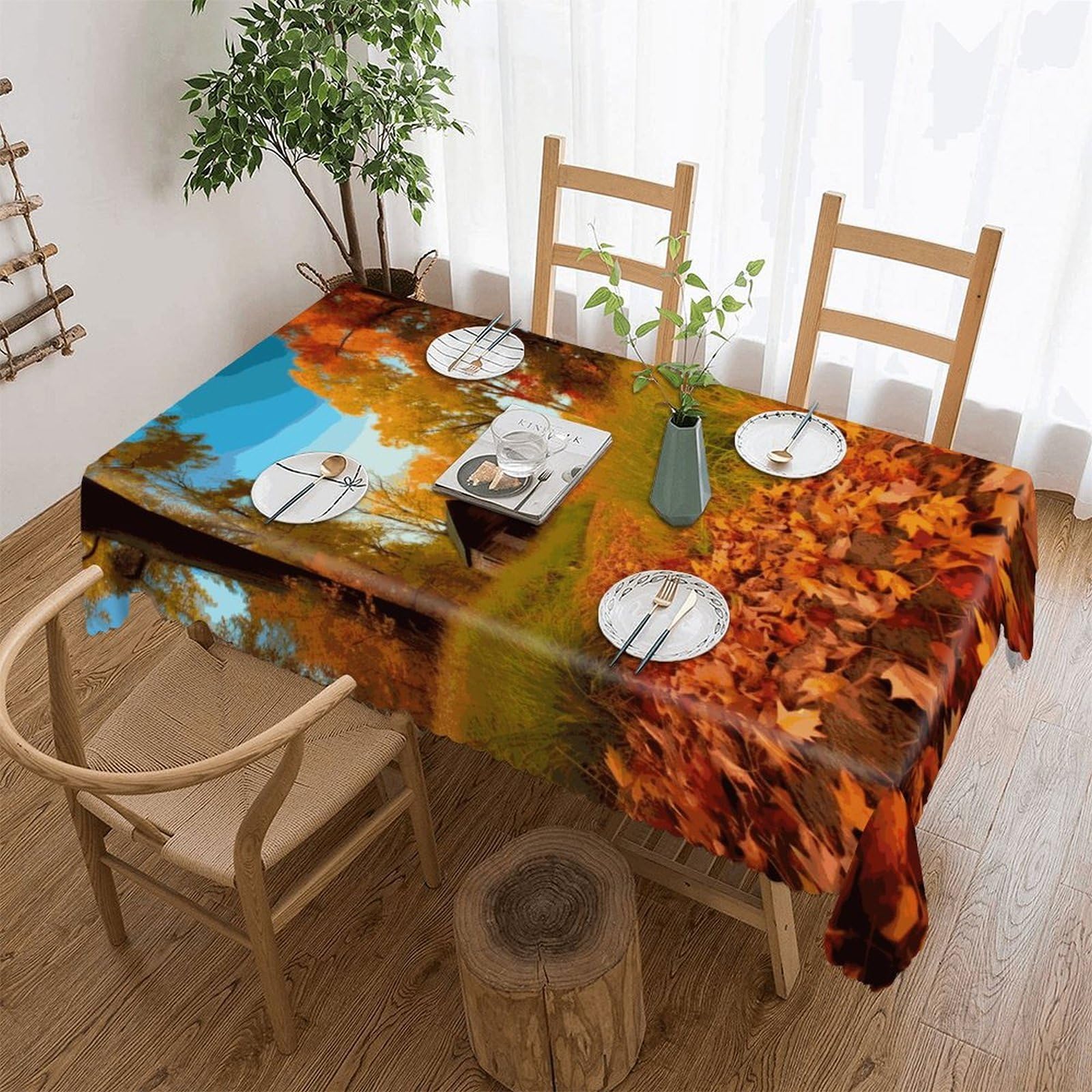 FekiLoot Gallery for Fall Tablecloths for Rectangle Tables Wipeable Spillproof Polyester Table Cloth Wrinkle Free Farmhouse Dining Tables Cover Elegant Vintage Decor Tablecover