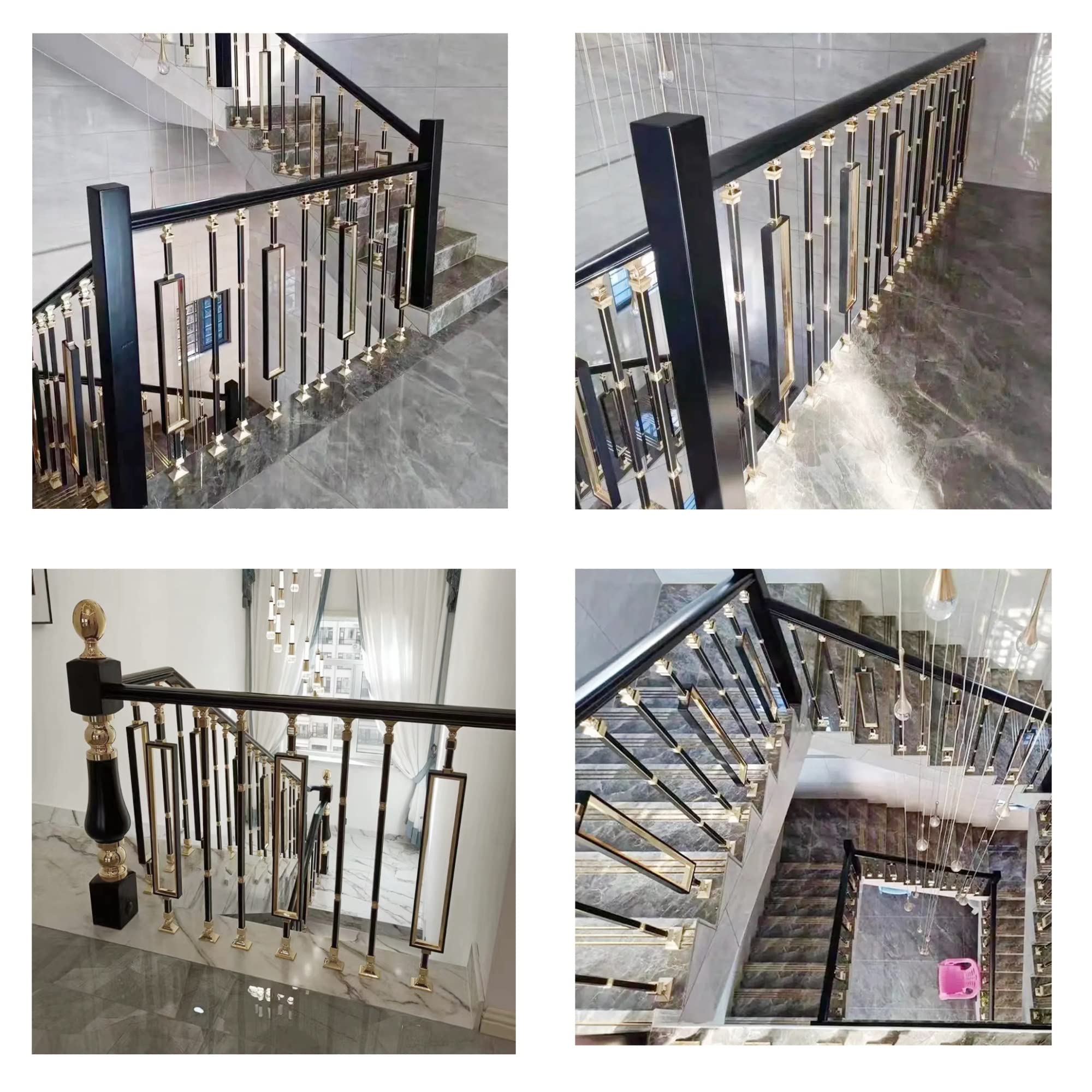 Balustres d'escalier en métal moderne clôture intérieure et balustrade de villa carrée