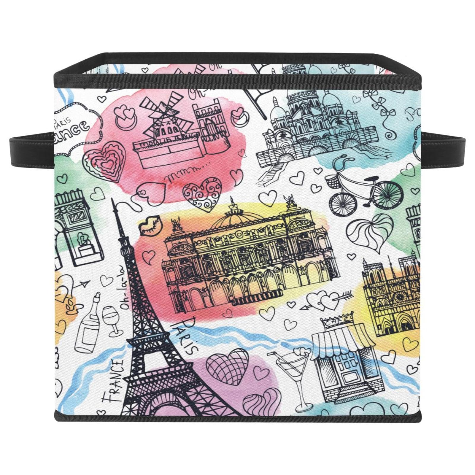 Cube organisateur vintage Paris pour ranger les jouets et vêtements