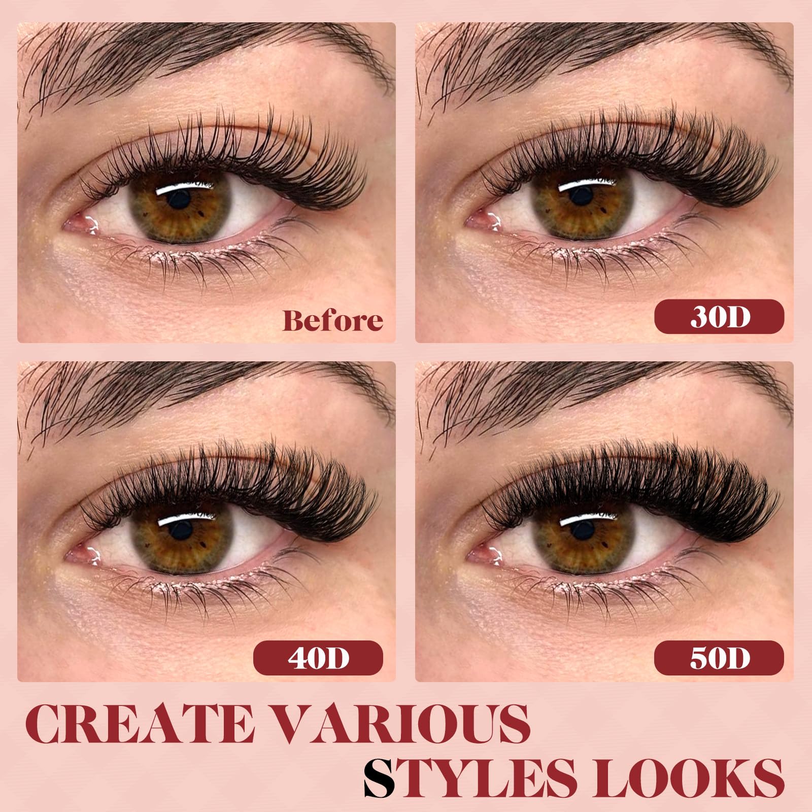 Cluster-Lashes Kit 30D+40D+50D, Higu clace Eyelashes Individual Mix 10-16mm - Image 3