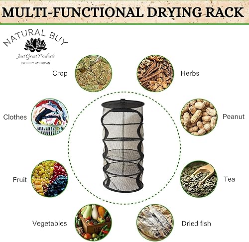 Miniatura 4 de Rejilla de secado micro colgante de 9 pulgadas y 5 niveles para interiorarmario, para hierbas, plantas, organizador, ambientador, pantalla negra con