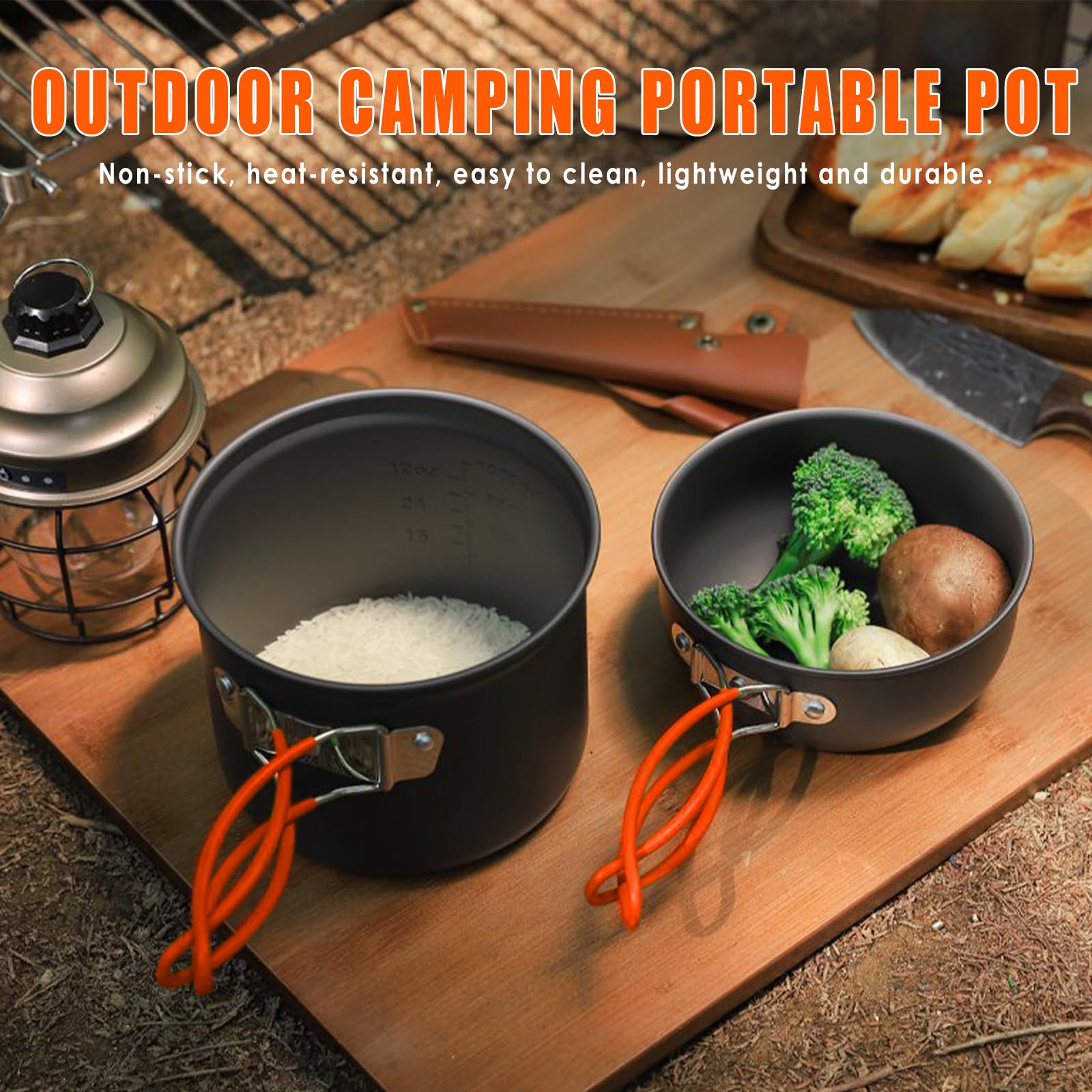 Portatile Pentole Set, Pentola da Campeggio per Fuoco, Fornello da Campeggio per 1-2 Persone, Utensili da Cucina da Campeggio, per Campeggio, Cucina All'Aperto, l'Escursionismo, Viaggi