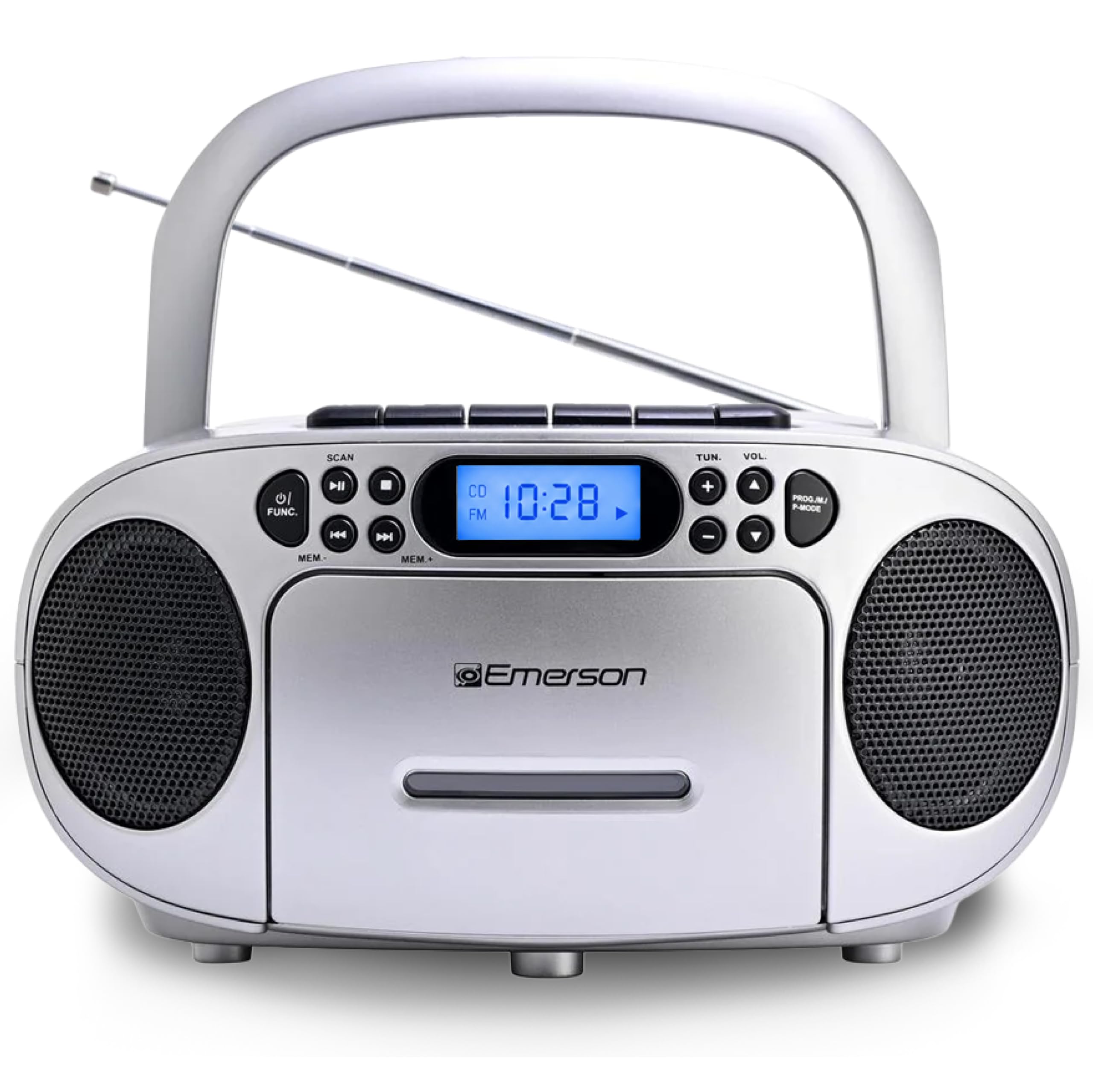 Emerson EPB-3003 Portable CD Cassette Boombox with AM FM Radio - Gray