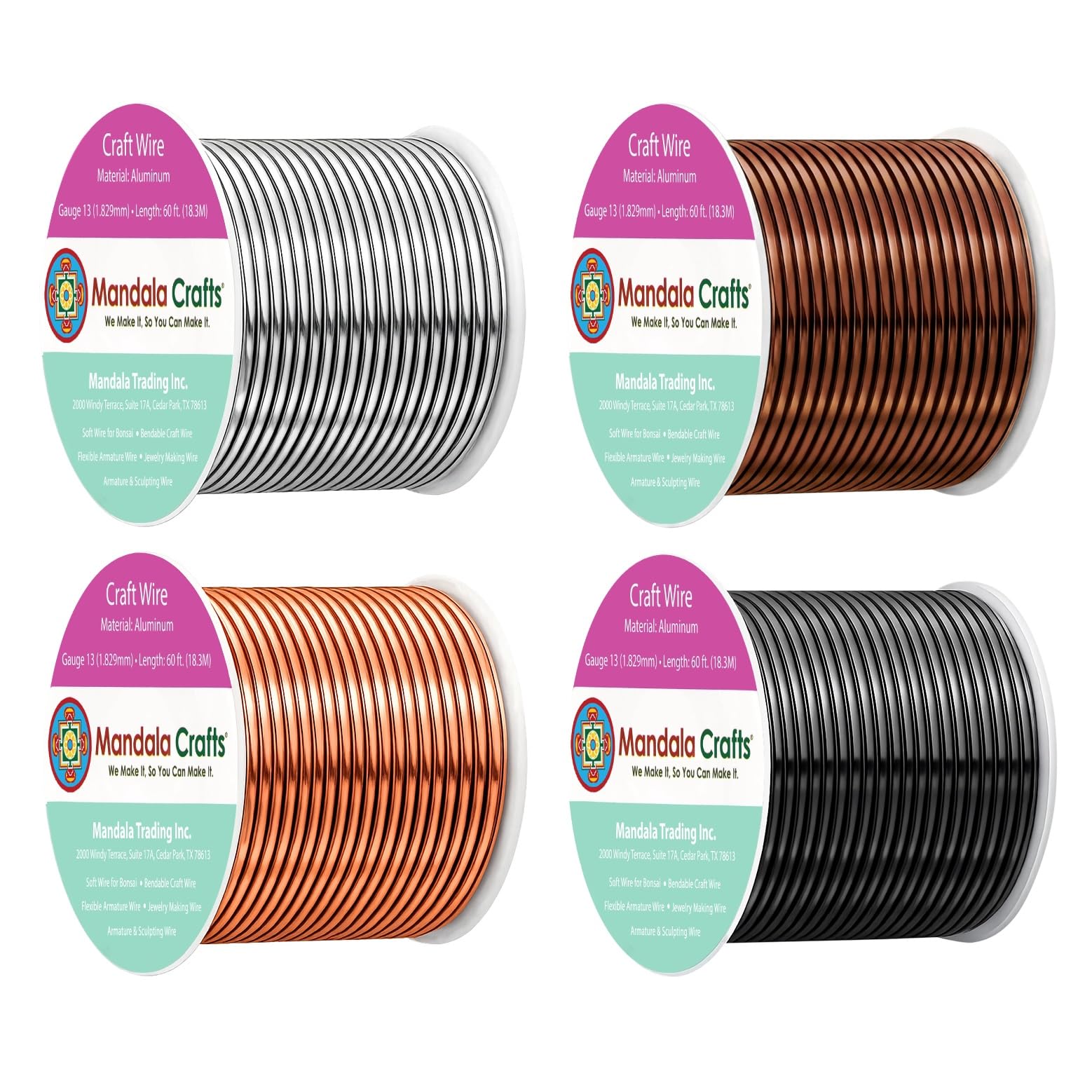 Mandala Crafts 13 Gauge Neutral Anodized Aluminum Craft Wire, 240 FT