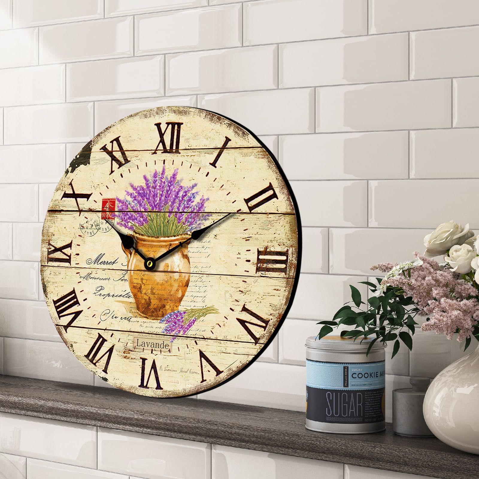 HQF Decorative Wall Clock, Eruner Living Room Clock for Wall Decorative Wooden Wall Clock Lovely Timepiece Watch for Lounge Bedroom Office Bathroom, 12-inch