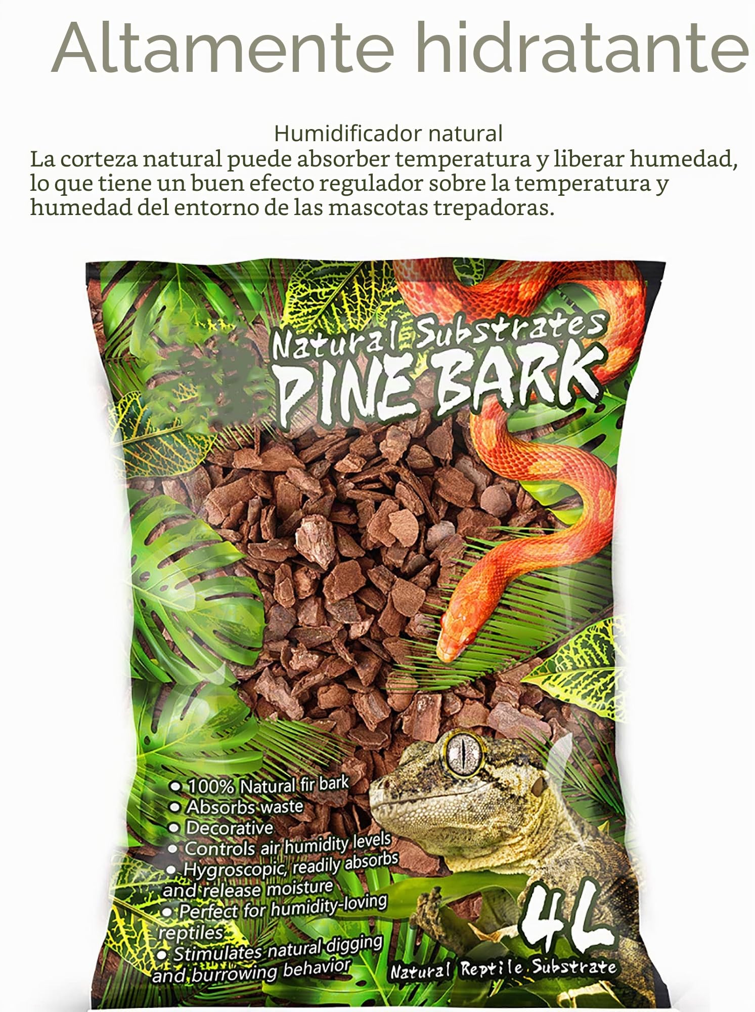 WANGCL Reptiles de corteza de pino terrario marrón pino chips piezas regula la humedad dentro del terrario proporciona refugio ayuda en la cría
