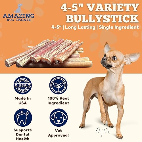 Miniatura 2 de Amazing Dog Treats - 4-6 Inch Variety Bully Sticks (10 oz) - All Natural Rawhide Alternative - Long Lasting Dog Treats - No Hide Dog Chew- 100% Beef