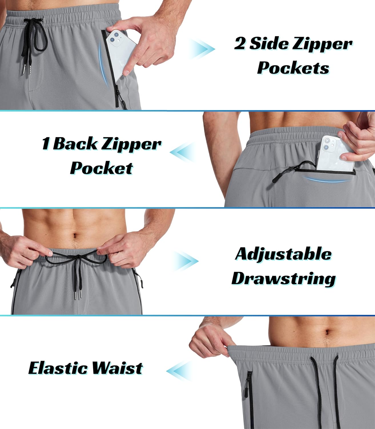 MAGNIVIT Sweatpants Track Pants Mens Athletic Stretch Pants with Zipper Pockets Quick Dry Joggers for Workout Running - Image 6