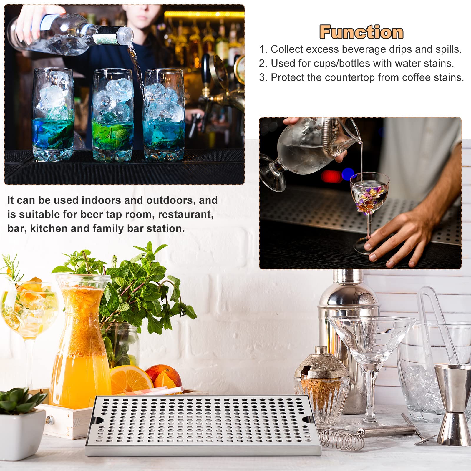 TsunNee Plateau d'égouttement de bière en acier inoxydable, plateau de réception amovible, plateau d'égouttement pour fût, bac d'égouttement pour la maison la cuisine le bar le restaurant