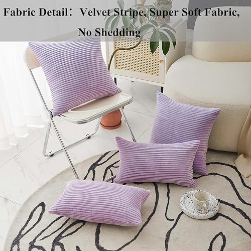 Miniatura 6 de Home Brilliant - Funda de cojín de terciopelo a rayas (paquete de 1 unidad)