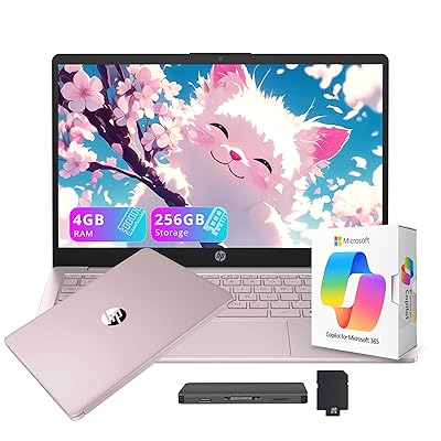 HP Stream 14" HD BrightView Laptop, Intel Celeron N150, 16GB RAM, 288GB Storage (128GB eMMC + 160GB Docking Station Set), Intel UHD Graphics, 720p Webcam, Wi-Fi, 1 Year Office 365, Win 11 S, Silver