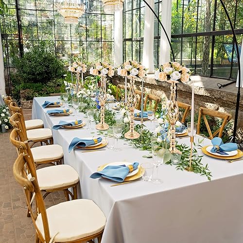 Miniatura 5 de 24 piezas de soporte de metal para flores de boda, centros de mesa de boda dorados para mesa, florero, arreglo elegante para recepción, portavelas