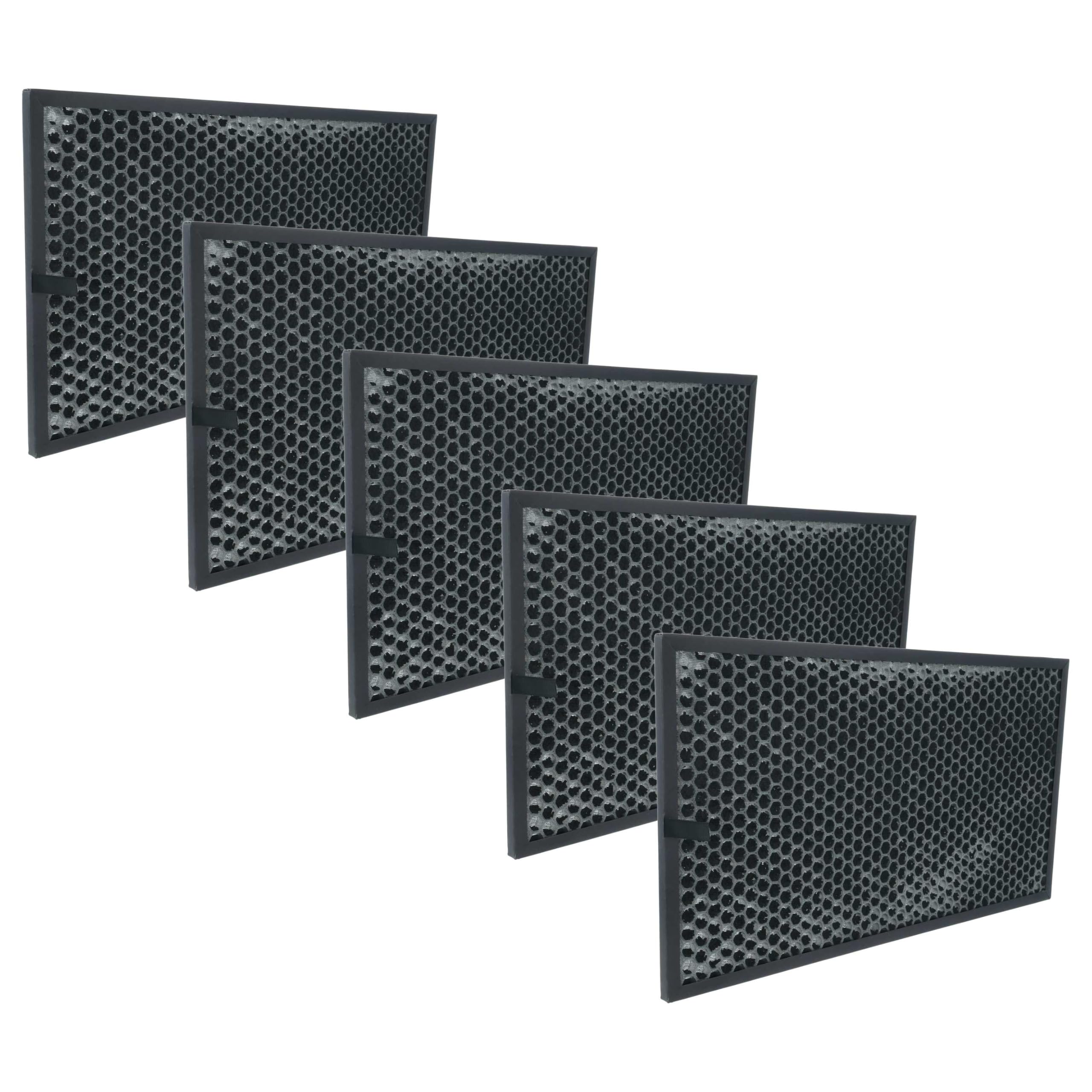vhbw 5x wymienny filtr z węglem aktywnym do Sharp FZ-C150DFU, FZ-C100DFE, FZ-C100DFU, FZ-C150DFE do oczyszczacza powietrza, czarny
