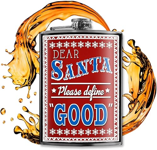 Miniatura 3 de Dear Santa - Petaca de acero inoxidable de 8 onzas para licor, viene en una caja de regalo, diseño a prueba de fugas, fácil de limpiar, 3.75 x 5.75