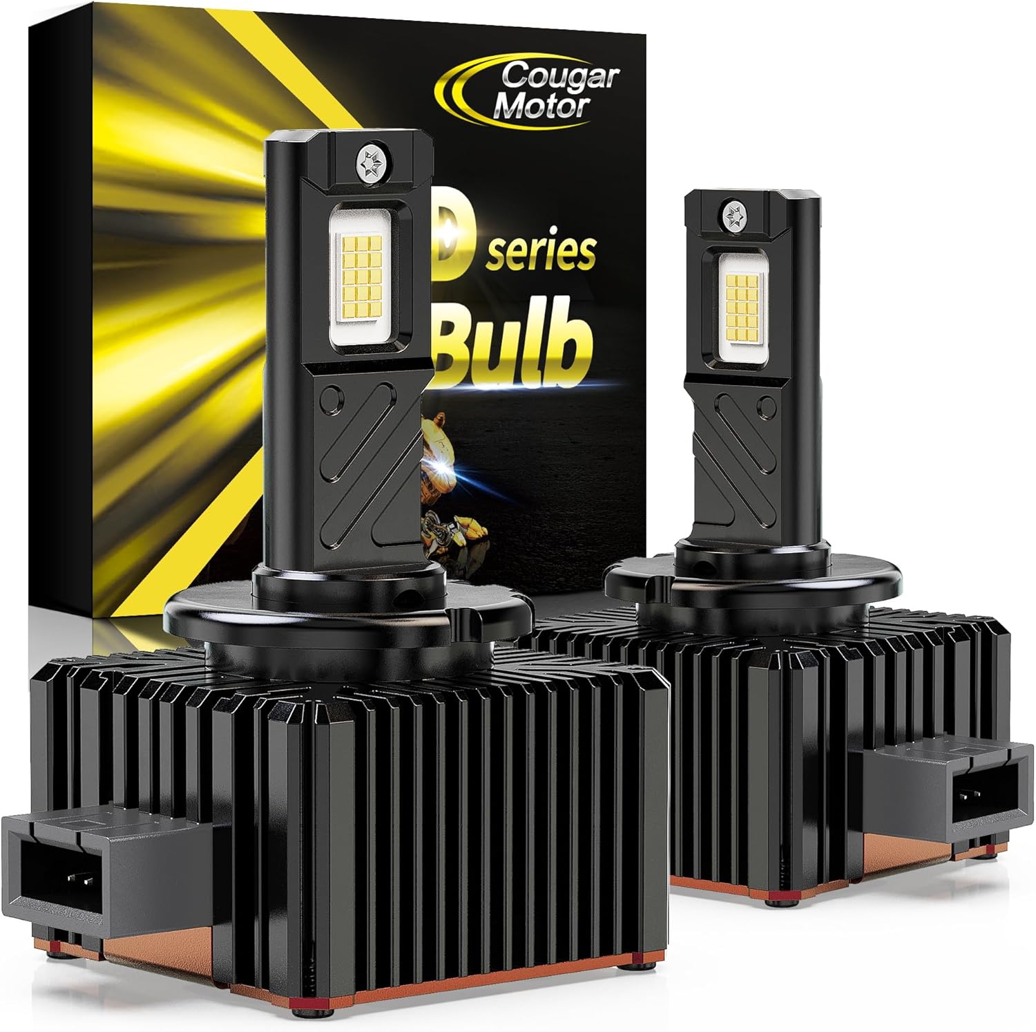 Cougar Motor D-3S/D-3R Fog Bulb,1:1 Size Xenon Fog Lamp 6500K White Light Off-road ATV UTV Use, Built-in Silent Fan, Pack of 2