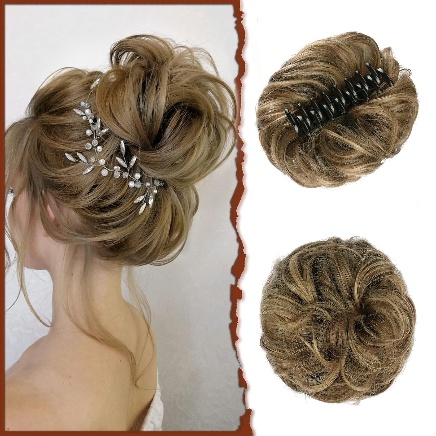 SOFEIYAN Hair Piece - Wavy Curly Claw Clip Bun Extension