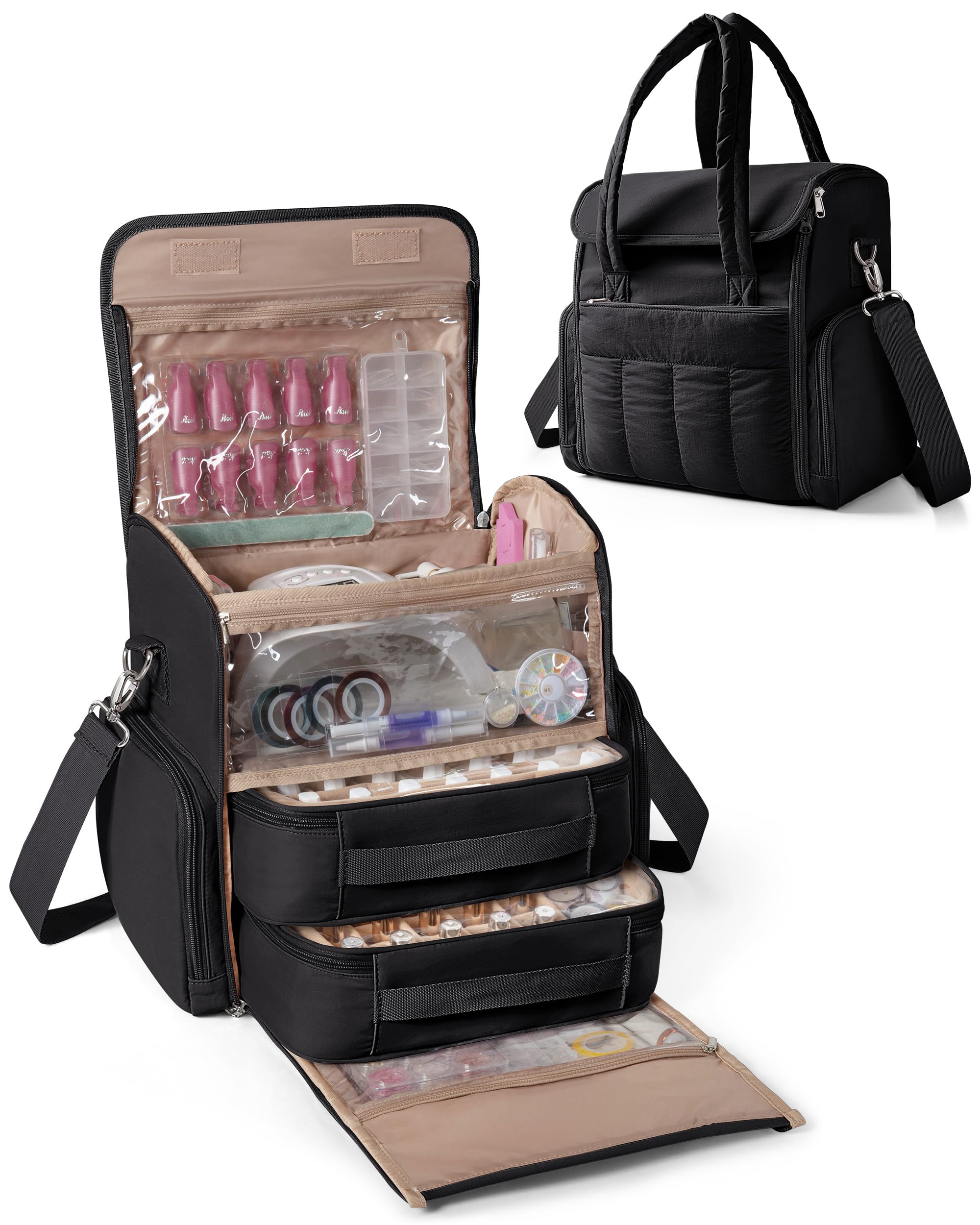 Marscamd Nail Polish Organizer Bag with Removable Storage Cases