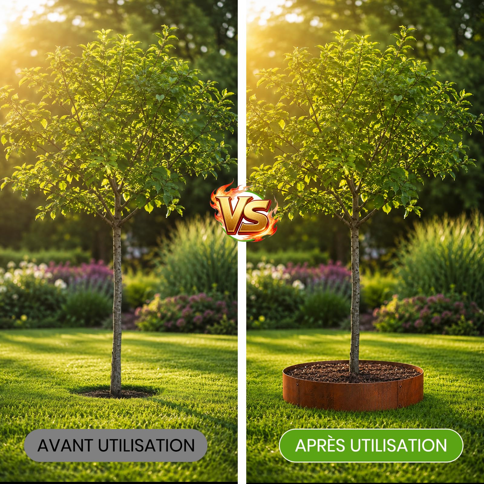 Corten Steel Garden Edging for Trees Diameter 100 cm Height 20 cm Round Metal Lawn Edging Easy Assembly