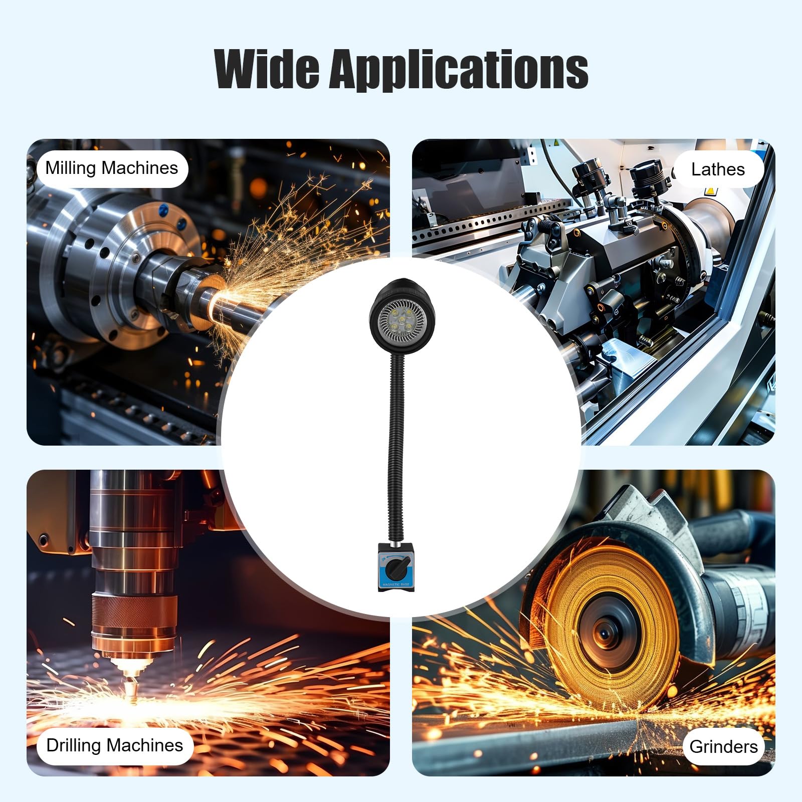 LED Maschinenleuchte mit Magnetfuß Flexible Werkstattlampe 500lm | Flexible LED Arbeitsleuchte mit Magnetfuß für Maschinen, Werkstätten und präzise Arbeiten mit heller Ausleuchtung
