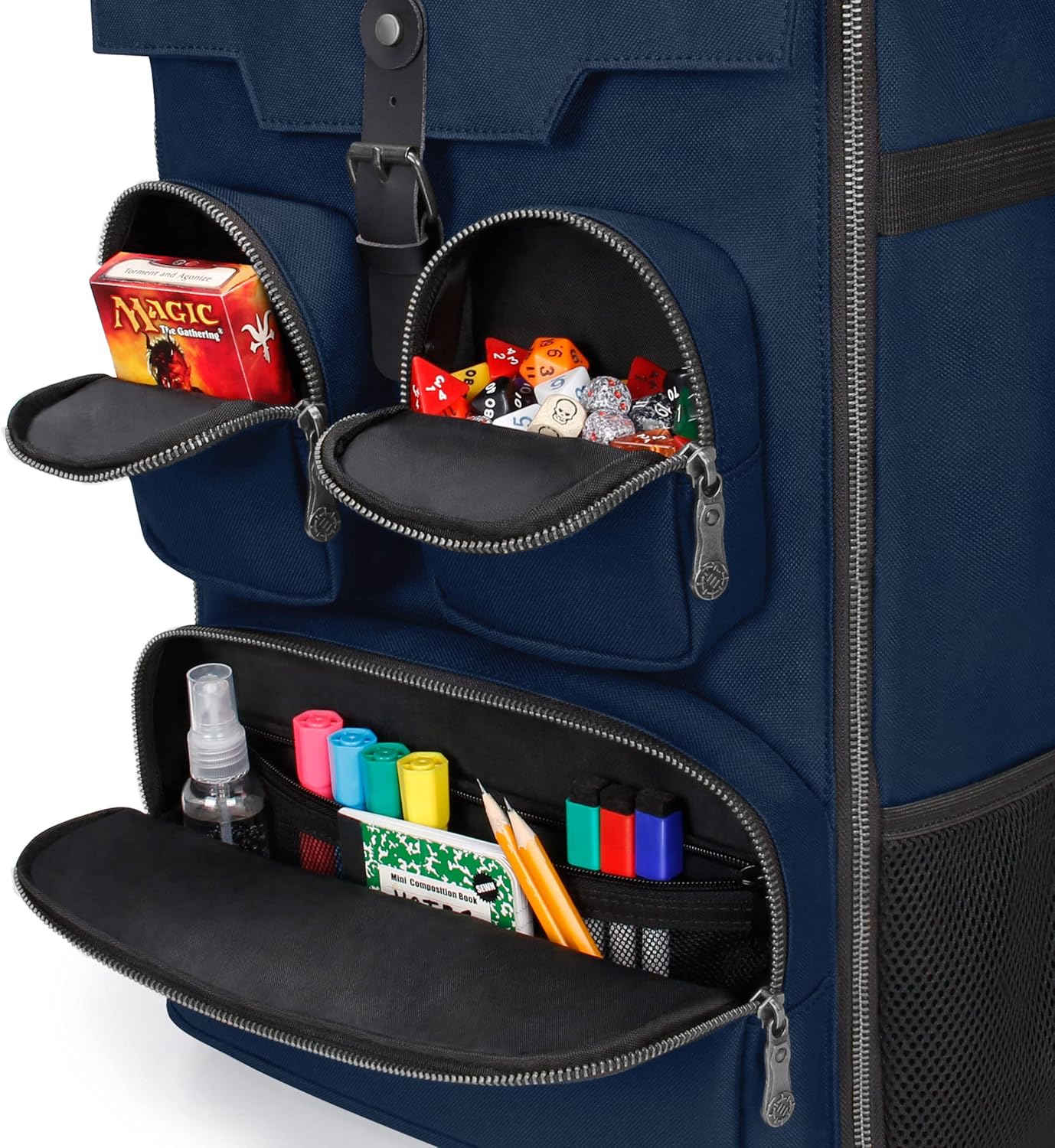 ENHANCE Collector's Edition Board Game Backpack - Reinforced Rigid Board Game Storage with Padded Shoulder Straps, Carrying Handle, and Accessories Pockets for Dice, Card Games, More (Dragon Blue)