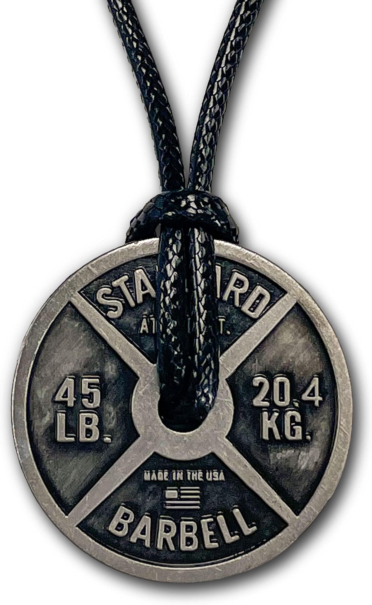 Workout Necklace For Men - Weight Plate Necklace - Dumbbell Necklace - Great Gift for Gym Enthusiasts - Adjustable Leather Cord