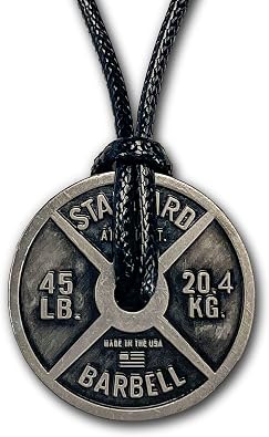 D R DETROIT REBELS Workout Necklace For Men - Weight Plate Necklace - Dumbbell Necklace - Great Gift for Gym Enthusiasts - Adjustable Leather Cord