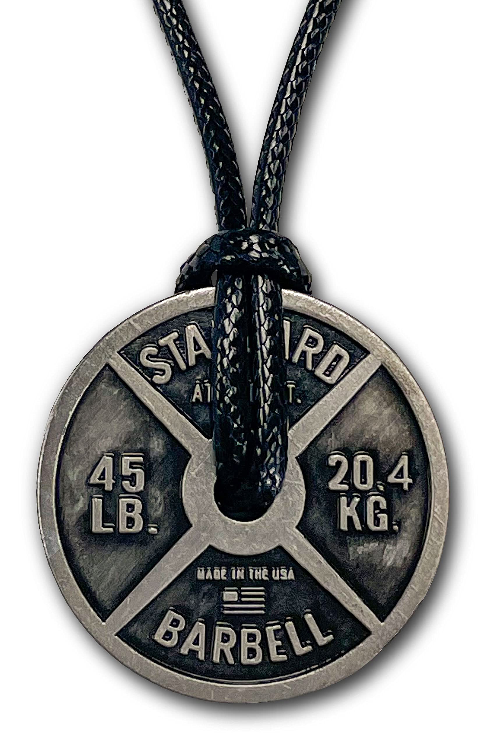 D R DETROIT REBELS Men's Sporty Dumbbell Necklace - Metal, Alloy, Fashion Jewelry - Adjustable Leather Cord, 1.5 Inch Dumbbell Pendant - Great Gift for Men, Fitness Enthusiasts