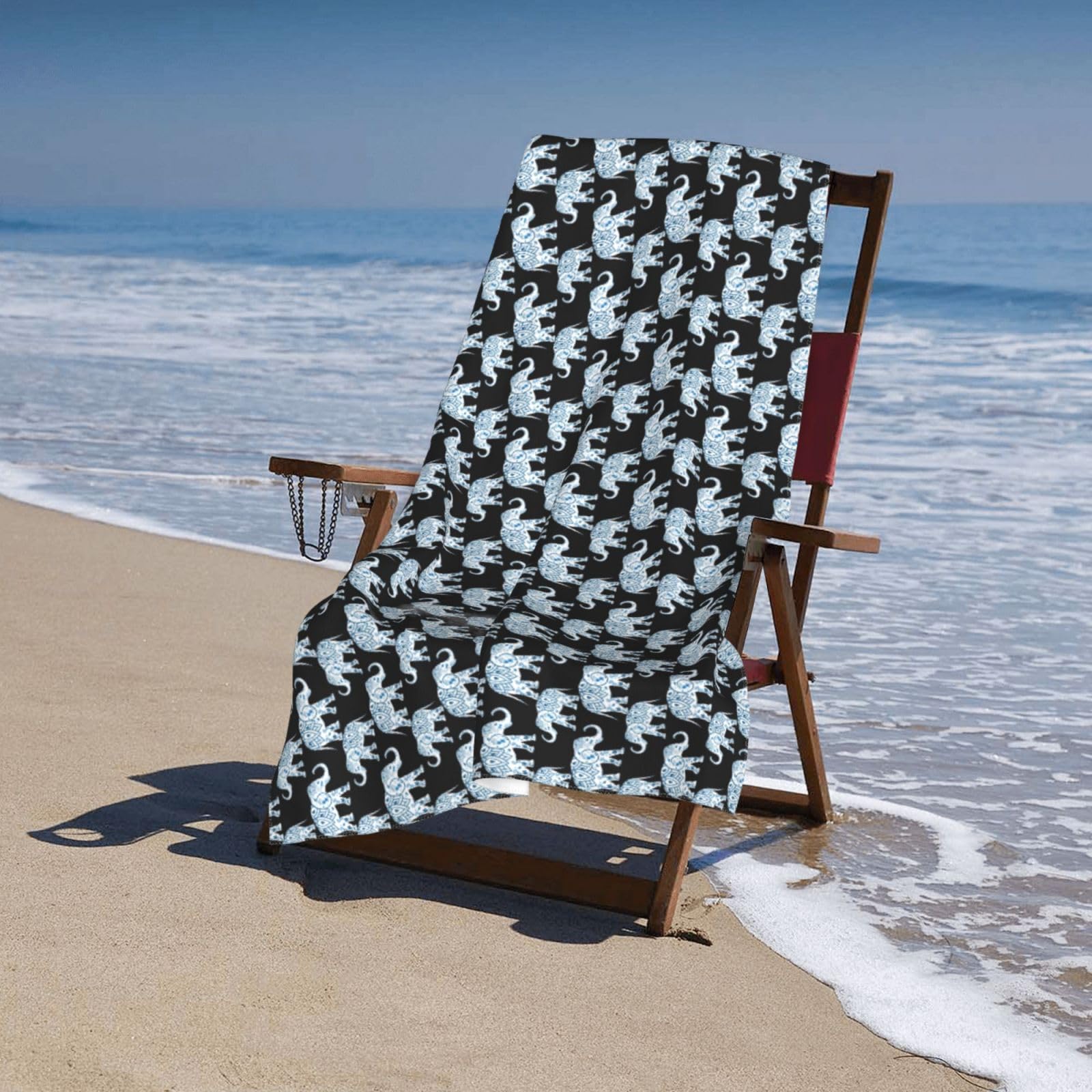 Toallas de playa de gran tamaño con estampado de elefante para adultos, de secado rápido, suaves, ligeras, regalo de viaje