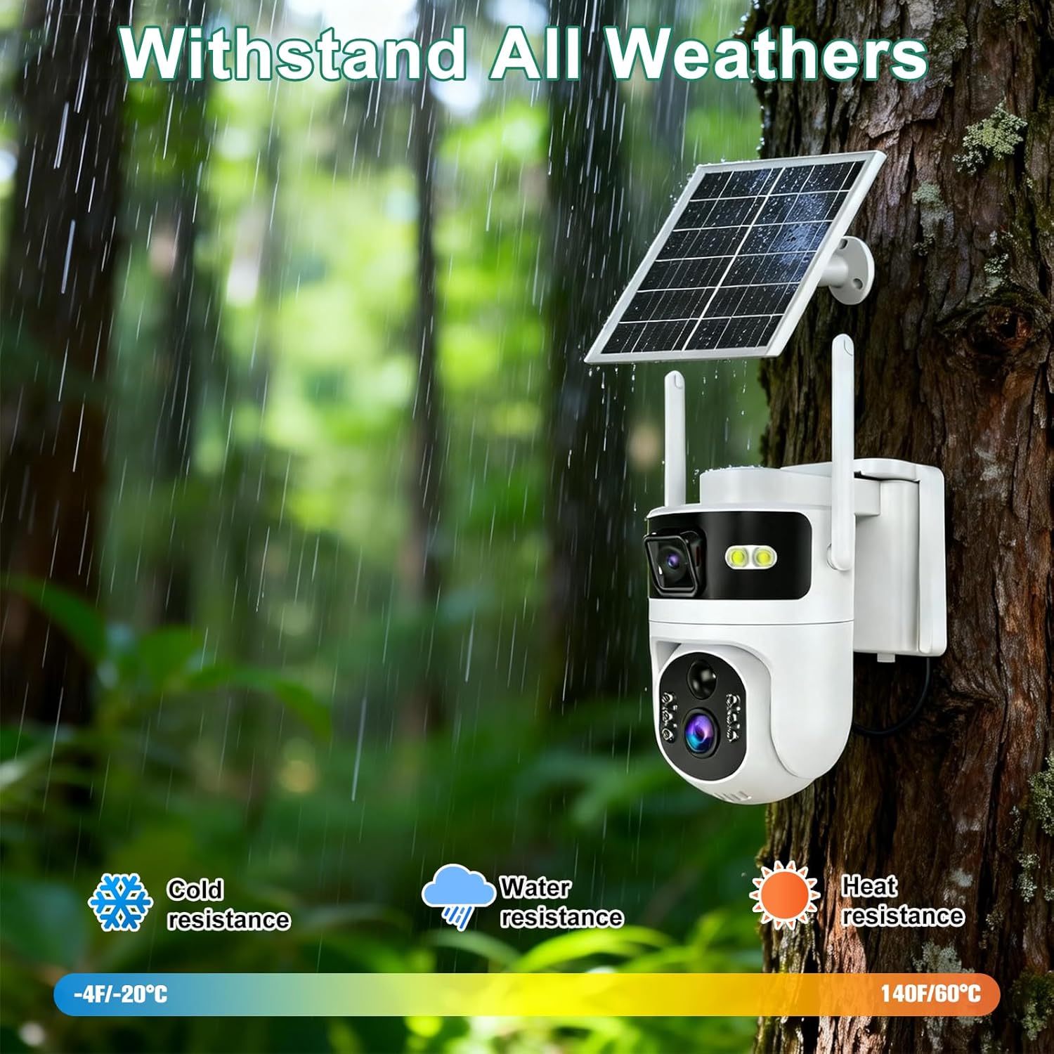 4G LTE Cellular Security Camera Dual Lens Outdoor,180-Day Unlimited Data,2K Wireless Solar Security Camera,360° Pan and Tilt,PIR Motion,Sensor Color Night Vision,Built-in VSIM,64GB SD Card - Image 6