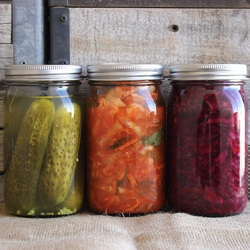 Miniatura 4 de Juego de tapas de acero inoxidable para frascos de boca ancha Mason, el único juego de tapas inoxidables para fermentación, no se precisa vasija de