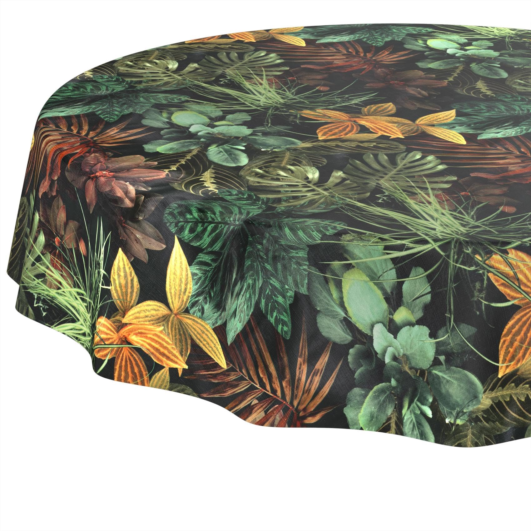 Oilcloth Tablecloth, Washable, Oilcloth, Easy Care, Water-Repellent, Lotus Effect, Garden Tablecloth, Tropia, Round, 140 cm, Cut Edge