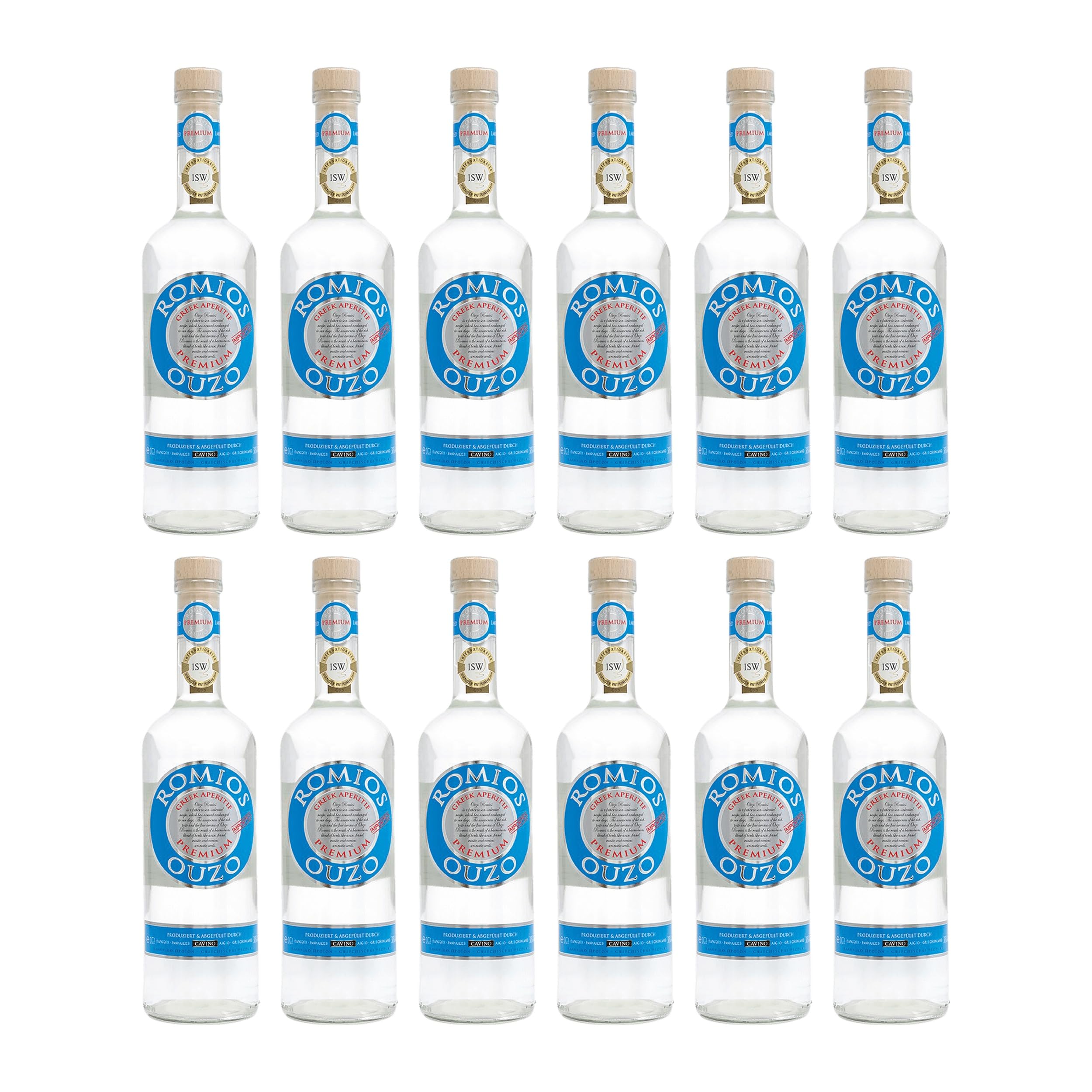 Cavino Ouzo Romios Tresterbrand & Grappa trocken Griechenland inkl. FeinWert E-Book (12 x 0.7 l)