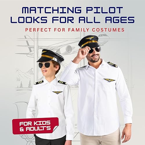 Miniatura 4 de Dress Up America Conjunto de disfraz de piloto - Conjunto de accesorios de disfraz de piloto de aerolínea para niños y adultos