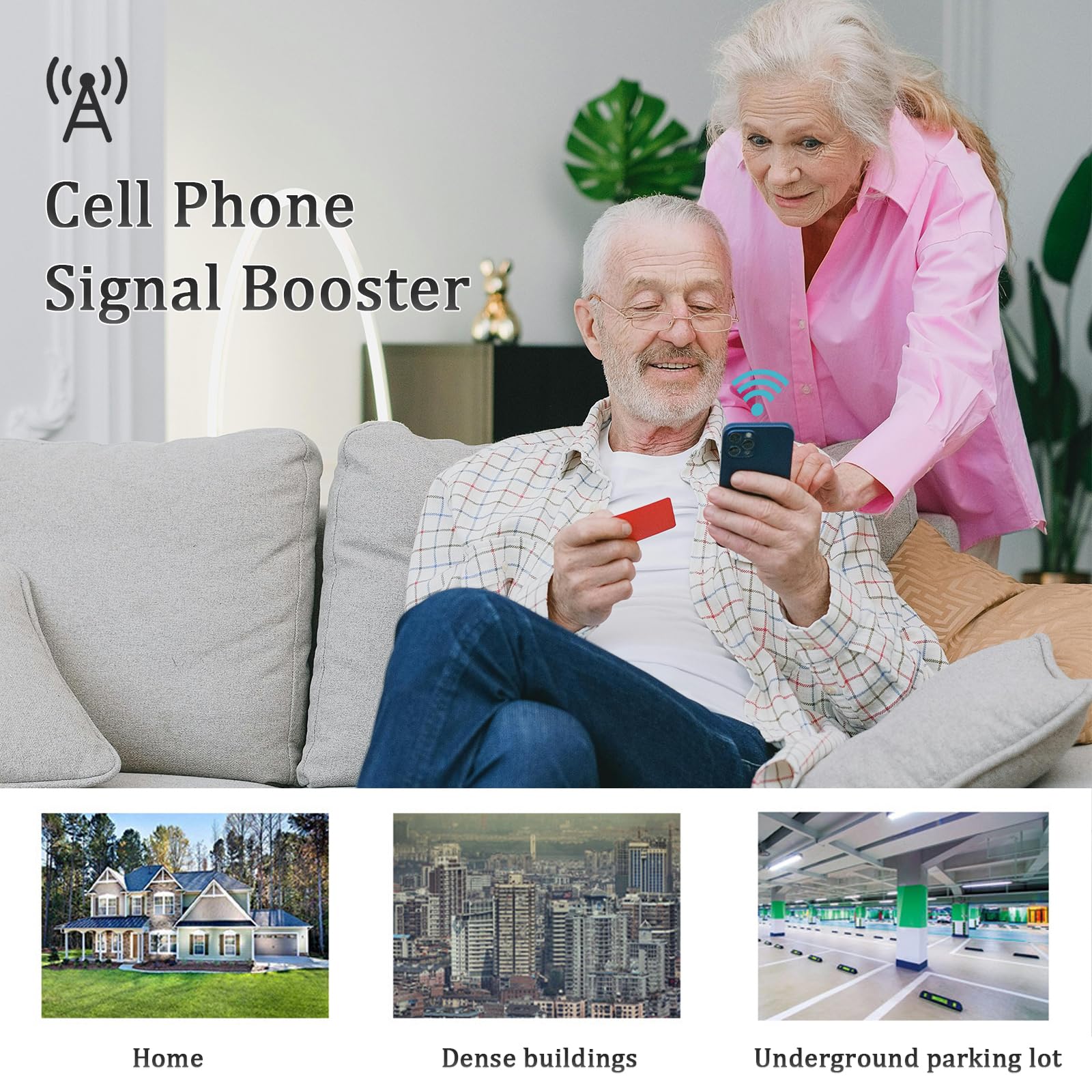 Cell Phone Signal Booster for Home Office - for Verizon, AT&T, T-Mobile&More - GSM, UMTS, LTE - 2G/3G/4G - Mobile Amplifier Repeater - Up to 1614ft² Coverage - FCC Approved - U.S. Signal Standards
