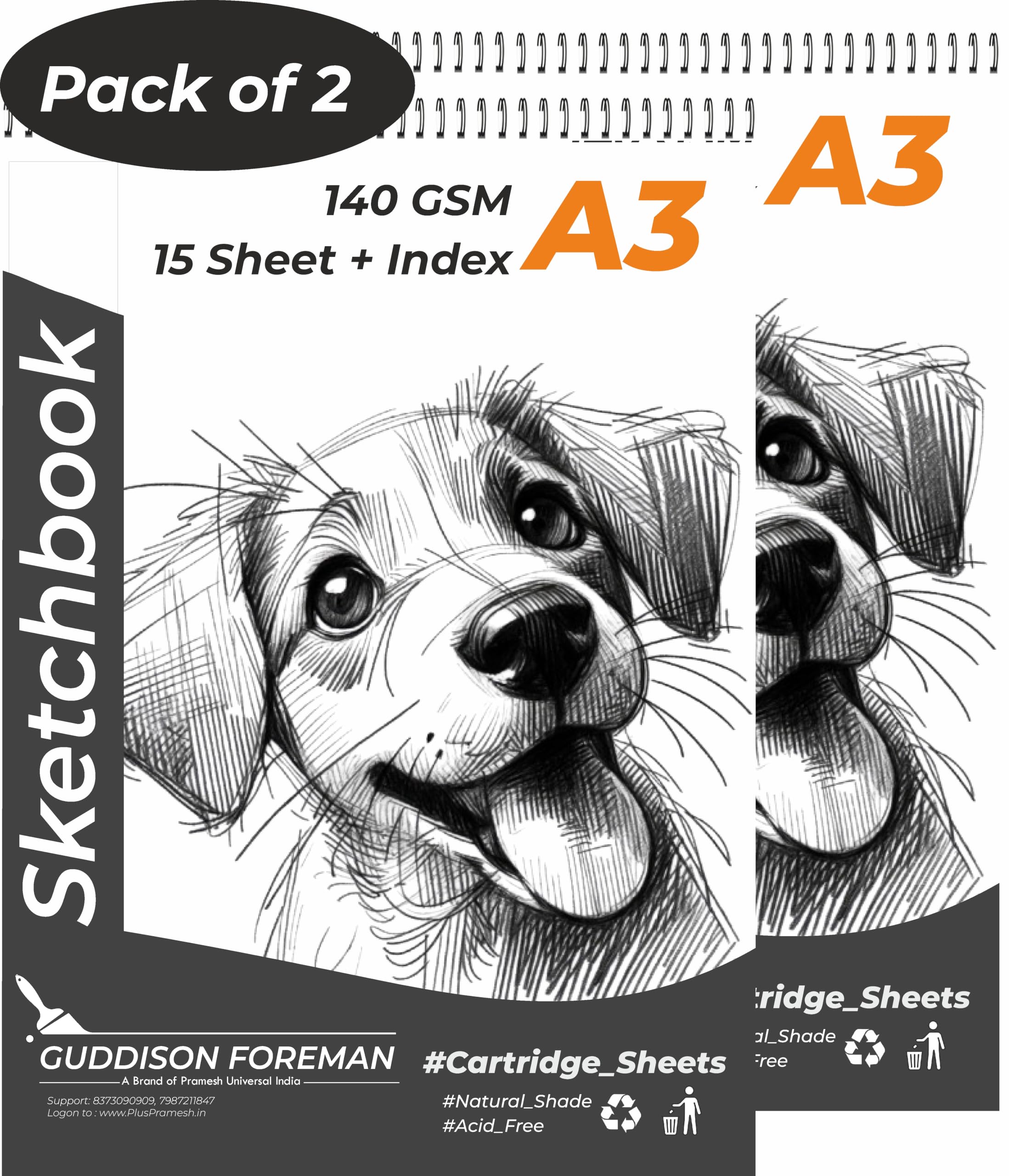 Sketchbook A3 | 15 Sheet 30 Pages with Index | 140GSM | Pack of 2 | Durable Drawing Paper |Top Spiral-Bound Sketchpad for Artists Kids & Professionals for Marker Colored Pencil Charcoal-image-28